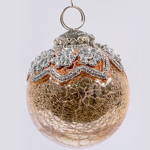 Винтажный шар Старинные кружева, 10 см, золото, стекло Kaemingk фото 1