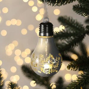 Светящийся елочный шар Лесная Сказка 6 см, теплые белые LED, на батарейках Serpantin фото 1
