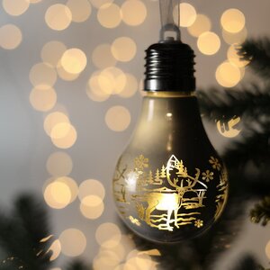 Светящийся елочный шар Лесная Сказка 6 см, теплые белые LED, на батарейках Serpantin фото 3