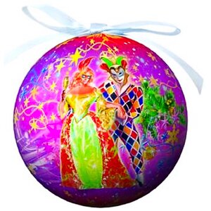 Пластиковый елочный шар Новогодний Маскарад 12 см Незабудка фото 1