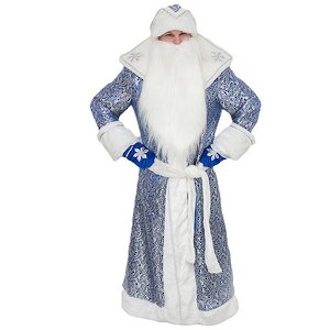 Взрослый карнавальный костюм Дед Мороз Царский, синий, 52-54 размер Бока С фото 5