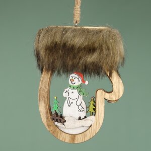 Деревянная елочная игрушка Волшебная Рукавичка - Снеговик 10 см, подвеска Breitner фото 1