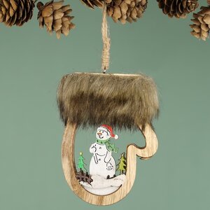 Деревянная елочная игрушка Волшебная Рукавичка - Снеговик 10 см, подвеска Breitner фото 2