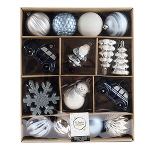 Набор елочных игрушек Новогодняя Сказка 8-12 см, 25 шт, синий с серебряным, пластик Winter Deco фото 3