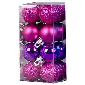 Набор пластиковых шаров 2.5 см фуксия, 16 шт, mix Holiday Classics фото 1
