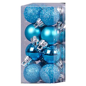 Набор пластиковых шаров 2.5 см бирюзовых, 16 шт, mix Holiday Classics фото 1