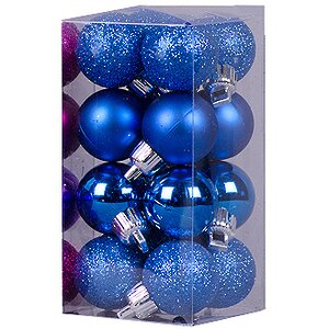 Набор пластиковых шаров 2.5 см синих, 16 шт, mix Holiday Classics фото 1
