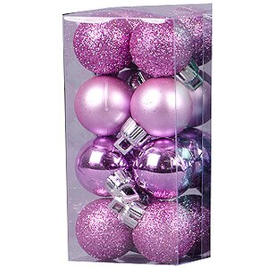Набор пластиковых шаров 2.5 см розовых, 16 шт, mix Holiday Classics фото 1