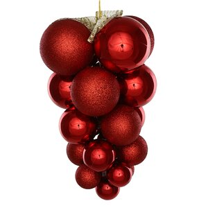 Гроздь из пластиковых шаров Almansora 30 см красная Winter Deco фото 1