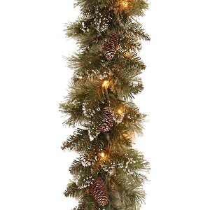 Хвойная гирлянда с лампочками Bristle 274*25 см, 50 теплых белых LED ламп, влагозащищенная, ЛЕСКА + ПВХ National Tree Company фото 1