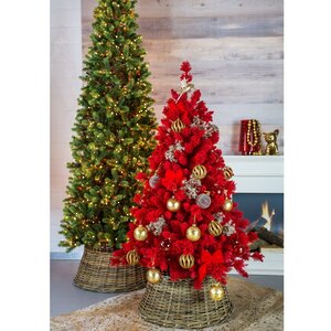 Искусственная стройная елка с гирляндой Джорджия Slim 228 см, 2000 красных/теплых белых ламп, ЛИТАЯ + ПВХ A Perfect Christmas фото 3