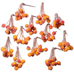 Гроздь ягод Морозная Рябина 12 см желтая с оранжевым, 12 шт Hogewoning фото 2