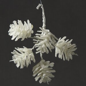 Украшение Шишки натуральные сверкающие 30 шт белые на проволоке Hogewoning фото 2