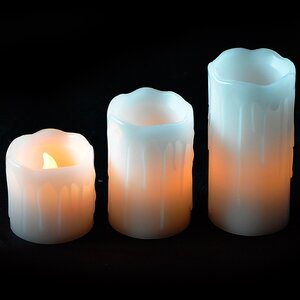 Набор белых восковых светильников свечей на 3 шт, батарейках Edelman фото 1
