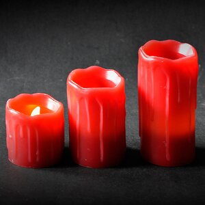 Набор красных восковых светильников свечей 3 шт, на батарейках Edelman фото 1