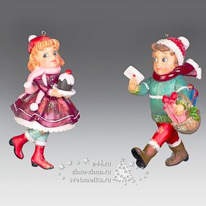 Елочная игрушка "Мальчик с подарками в корзине", 7*12 см, подвеска Holiday Classics фото 1