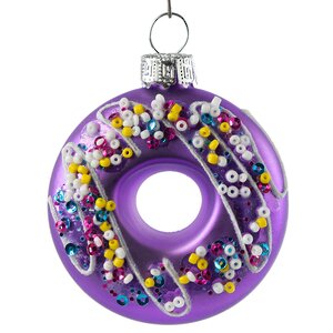 Стеклянная елочная игрушка Lavender Donut 7 см, подвеска Winter Deco фото 1