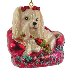 Стеклянная елочная игрушка Собачка Коко - Принцесса Вартбургского замка 10 см, подвеска Winter Deco фото 2