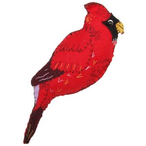 Елочное украшение из фетра Птица Кардинал 16 см, подвеска ShiShi фото 1