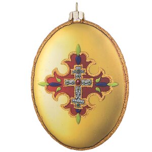 Елочное украшение Овальный Медальон Мадонна с Младенцем 11*9*3 см стекло, подвеска Holiday Classics фото 2