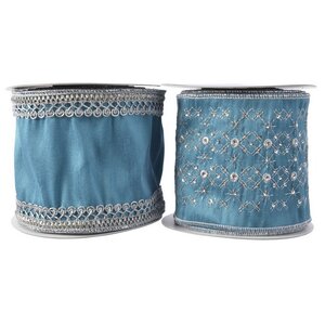 Декоративная лента Blue Blush: Сияющие звезды 500*10 см Kaemingk фото 5