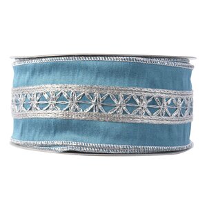 Декоративная лента Blue Blush: Серебряный узор 1000*6 см Kaemingk фото 4