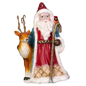 Елочная игрушка Санта Лесной с Оленем 12 см, подвеска Holiday Classics фото 1