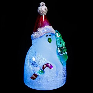 Светящаяся елочная игрушка Рождественская фигурка - Санта с Карамельной Палочкой 9 см на батарейке, подвеска Kaemingk фото 3