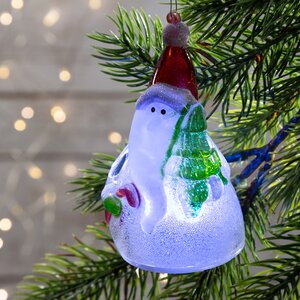 Светящаяся елочная игрушка Рождественская фигурка - Санта с Карамельной Палочкой 9 см на батарейке, подвеска Kaemingk фото 1