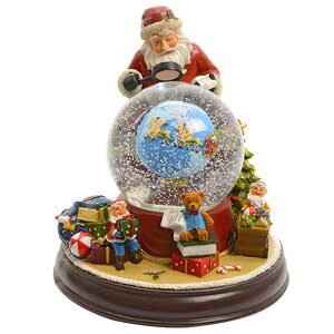 Светящаяся композиция  "Санта с глобусом", музыка, на батарейке, 18,5х18,5х20 см, LED лампы Kaemingk фото 1