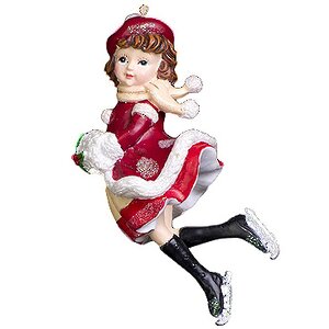 Елочное украшение Девочка в Красном Платье с Муфтой 10*6 см, подвеска Holiday Classics фото 1