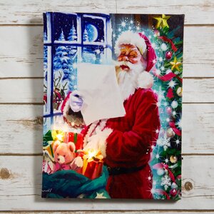 Светодиодная картина с музыкой Санта с подарками 40*30 на батарейках Kaemingk фото 1