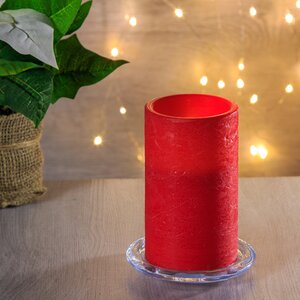 Светильник свеча восковая Мраморная, 12.5*7.5 см, красный, батарейка Kaemingk фото 1