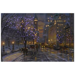 Светодиодная картина Рождество в Нью-Йорке: Central Park 58*38 см с оптоволоконной и LED подсветкой, на батарейках Kaemingk фото 1