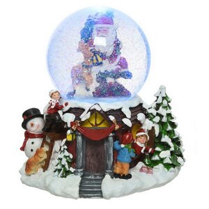 Снежный шар Christmas Fun: Санта 21 см, с подсветкой, музыкой и движением, на батарейках Kaemingk фото 1