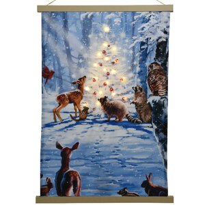 Картина с подсветкой Рождество в лесной сказке 82*55 см, на холсте, на батарейках Kaemingk фото 1