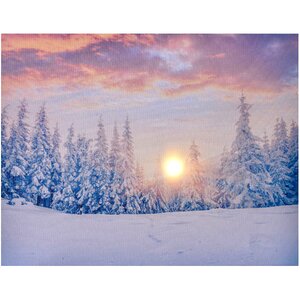 Светодиодная картина Рассвет в зимнем Миттенвальде 48*38 см, на батарейках Kaemingk фото 1