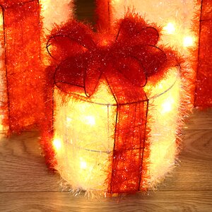 Светящиеся подарки под елку Karo 15-30 см, 3 шт, 30 теплых белых LED ламп, на батарейках, IP20 Kaemingk фото 2