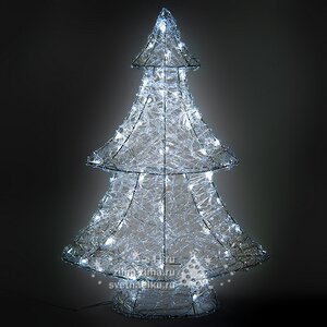 Ель светящаяся Ажурная, 90 см, уличная, прозрачные акриловые нити, 120 холодных белых LED ламп Kaemingk фото 2