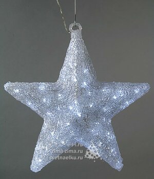 Звезда светящаяся, акрил, 40 см, уличная, 80 холодных белых LED ламп, IP44 Kaemingk фото 2