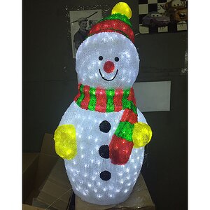 Снеговик светящийся, 90 см, уличный, акрил, 450 холодных белых LED ламп, уцененный Kaemingk фото 2