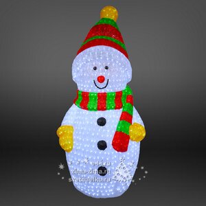 Снеговик светящийся, 90 см, уличный, акрил, 450 холодных белых LED ламп, уцененный Kaemingk фото 1