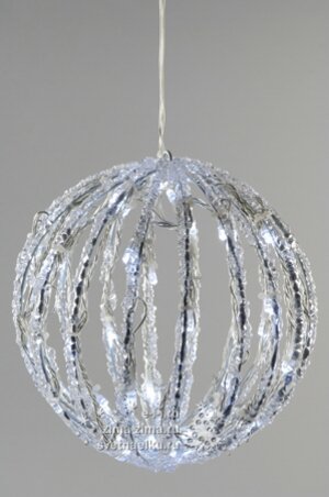 Шар светящийся "Ажурный", 20 см, уличный, прозрачные акриловые нити, 48 холодных белых LED ламп Kaemingk фото 1