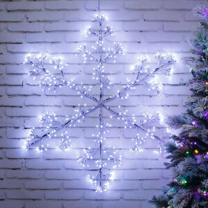 Светодиодная снежинка Lausanne Silver 108 см, 480 холодных белых LED ламп с мерцанием, IP44 Kaemingk фото 1