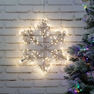 Светодиодная снежинка Lausanne Silver 48 см, 192 теплых белых LED лампы с мерцанием, IP44 Kaemingk фото 1
