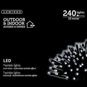 Светодиодная гирлянда нить Объемная 240 холодных белых LED ламп 18 м, черный ПВХ, контроллер, IP44 Kaemingk фото 4