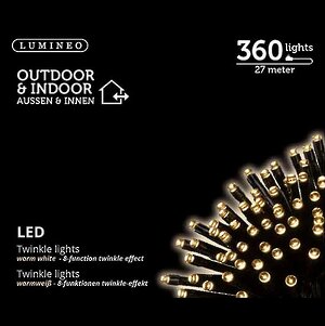 Светодиодная гирлянда нить Объемная 360 теплых белых LED ламп 27 м, черный ПВХ, контроллер, IP44 Kaemingk фото 4