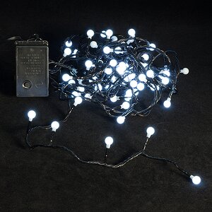 Светодиодная гирлянда Маленькие Шарики Вишенки 80 холодных белых LED ламп 6 м, черный ПВХ, контроллер, IP44 Kaemingk фото 1
