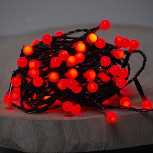 Светодиодная гирлянда Маленькие Шарики Вишенки 80 красных LED ламп 6 м, черный ПВХ, контроллер, IP44 Kaemingk фото 2