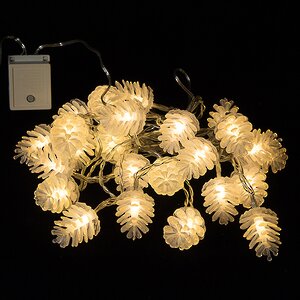 Светодиодная гирлянда Шишки 24 теплых белых LED ламп 4.6 м, прозрачный ПВХ, контроллер, IP44 Kaemingk фото 1